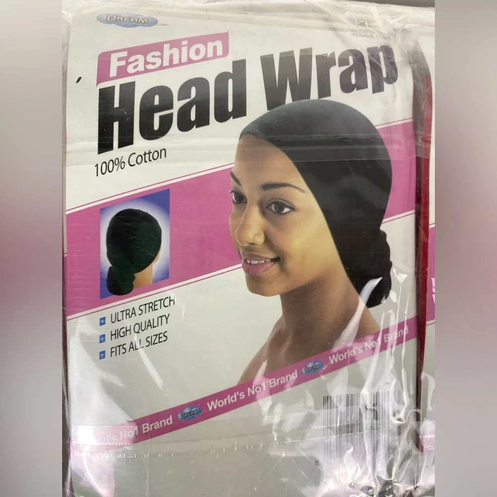 Dreamworld fashion head wrap 100% cotton womens red fits all sizes 12/PKG bundle